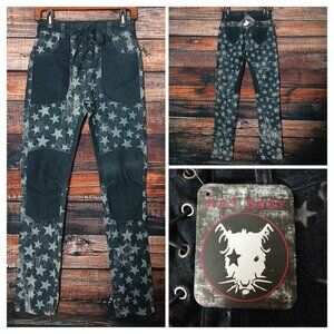 NWT Too Fast Rat Baby Jeans Size 5 Lace Front Star Print RARE Goth Black Vintage